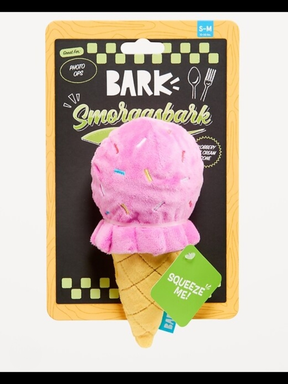 Bark Pink Ice Cream Cone Plush Squeak Dog Toy